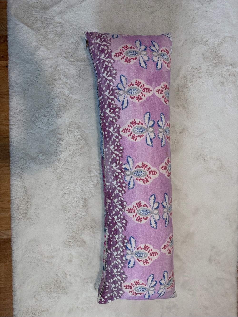 Anthropologie Lavender Pink Floral Bolster Accent Pillow